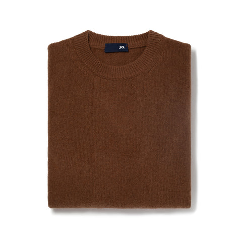 Pull col rond en laine marron tourbe