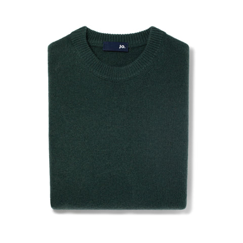 Pull col rond en laine vert bosco