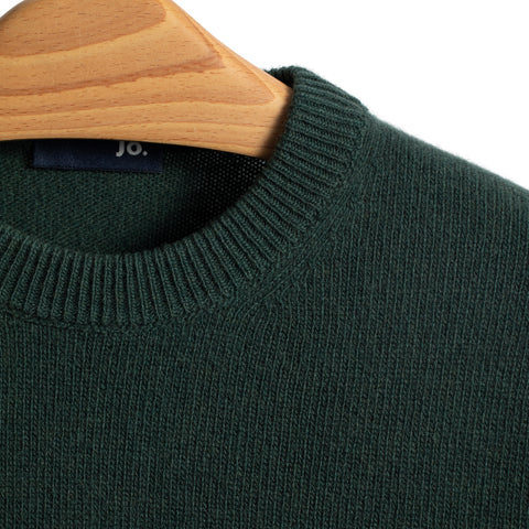 Pull col rond en laine vert bosco