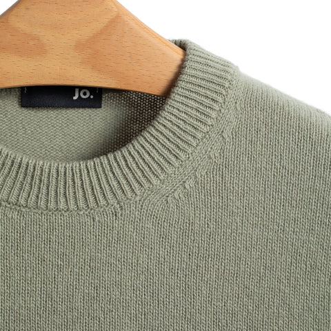Pull col rond en laine vert sauge