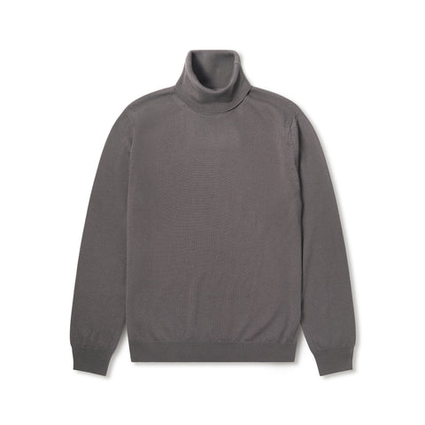 Pull col roulé mérinos gris