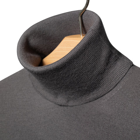 Pull col roulé mérinos gris