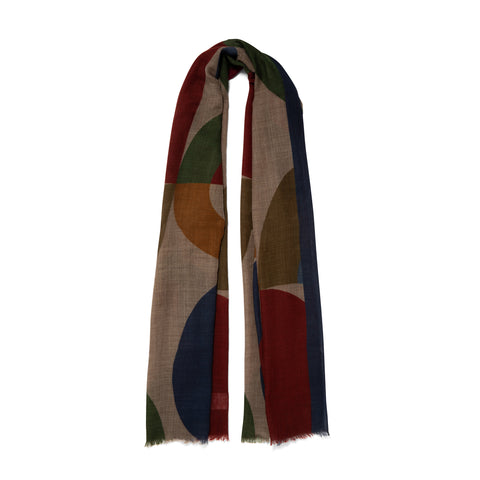 Écharpe en laine à motifs horizon / gris / cardinal