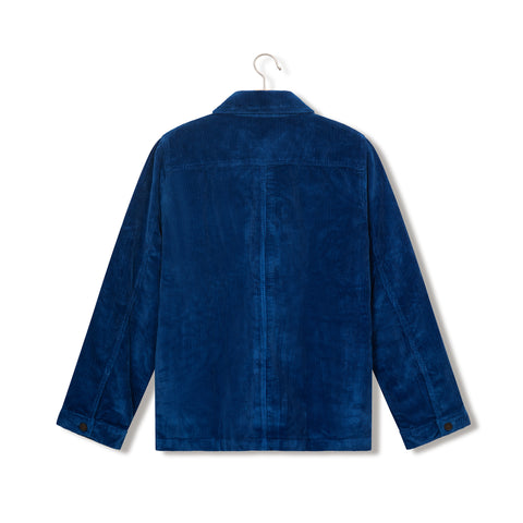 Veste de peintre Lafaurie en velours bleu lazuli