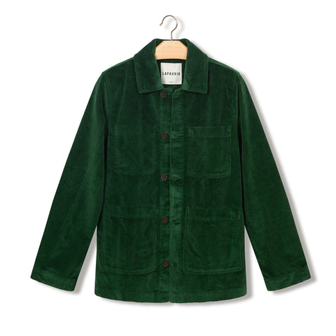 Veste de peintre Lafaurie en velours vert mousse