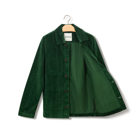Veste de peintre Lafaurie en velours vert mousse