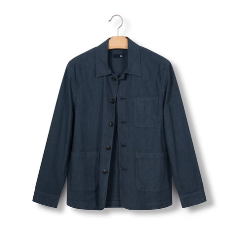 Veste chemise en coton rayé bleu