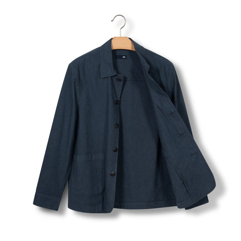 Veste chemise en coton rayé bleu