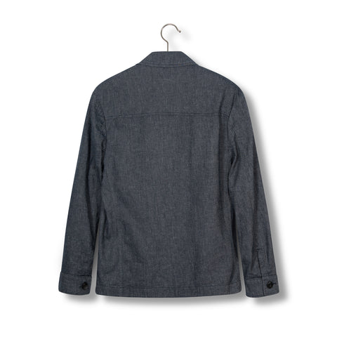 Veste chemise en coton & lin bleu marine
