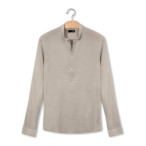 Chemise vareuse en crépon de coton ultra léger beige plâtre