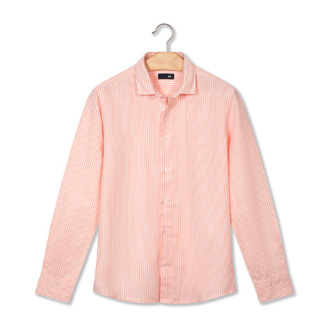 Chemise en lin & coton lavé abricot