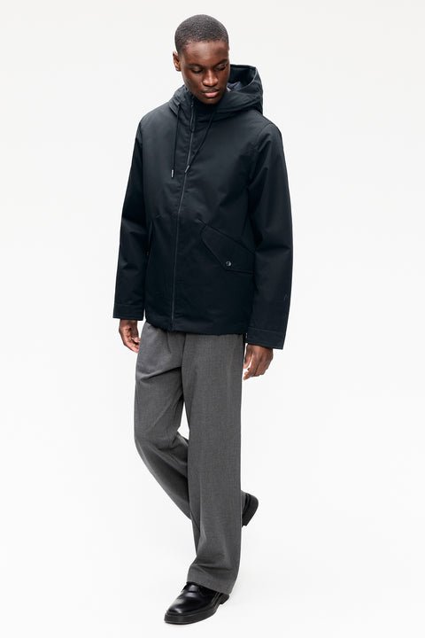Parka courte en coton imperméable marine