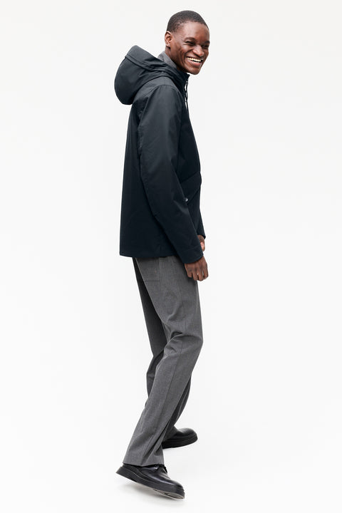 Parka courte en coton imperméable marine