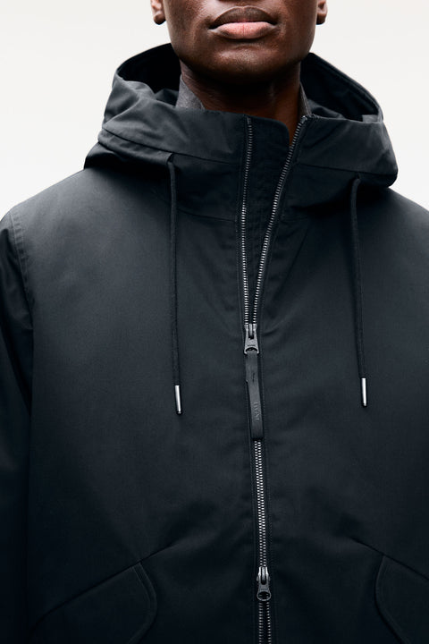 Parka courte en coton imperméable marine