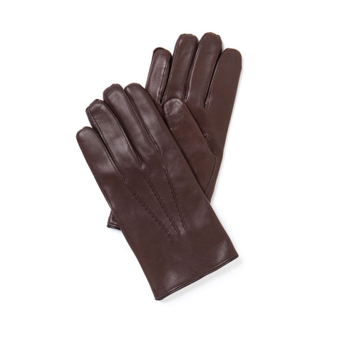 gants cuir doublé lambswool marron