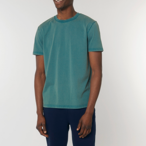 T-shirt manches courtes effet délavé bleu hydro